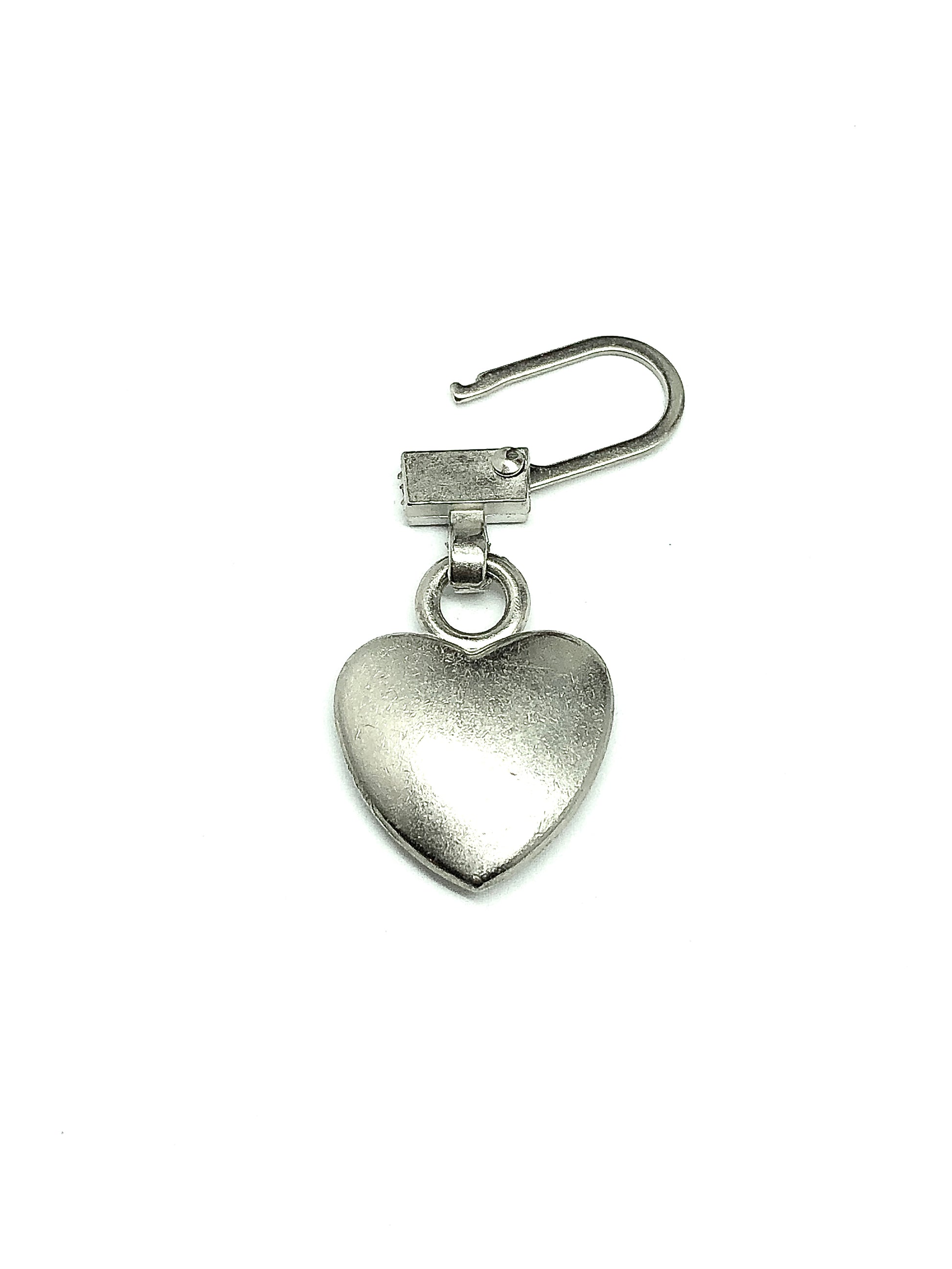 Zipper Repair Charm - Rustic Silver Heart Zipper Charm or Accessorize anything it can clip to! - Blingschlingers.com USA