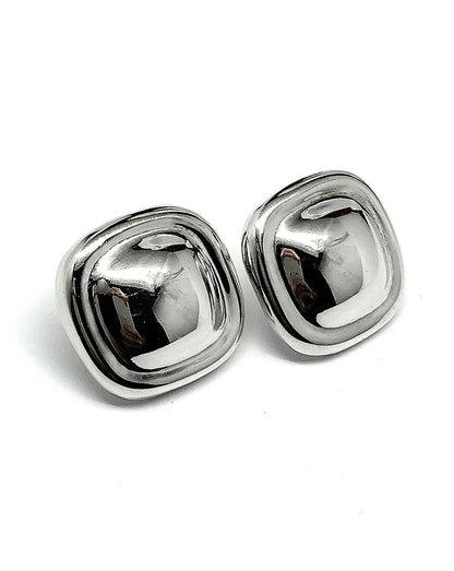 Blingschlingers - Sterling Silver Bold Fashion Style Square Short Drop Earrings
