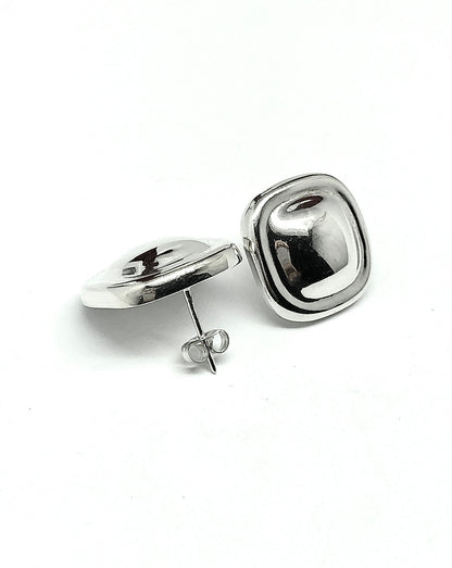 Sterling Silver Bold Fashion Style Square Short Drop Earrings