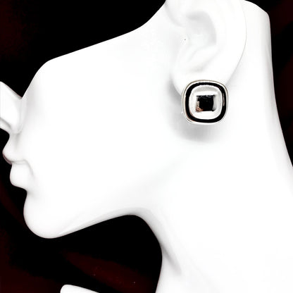 Sterling Silver Bold Fashion Style Square Short Drop Earrings - Blingschlingers.com USA