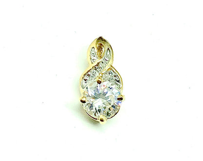Blingschlingers - 10k Gold Infinity Style Sparkly Cz Gemstone Pendant