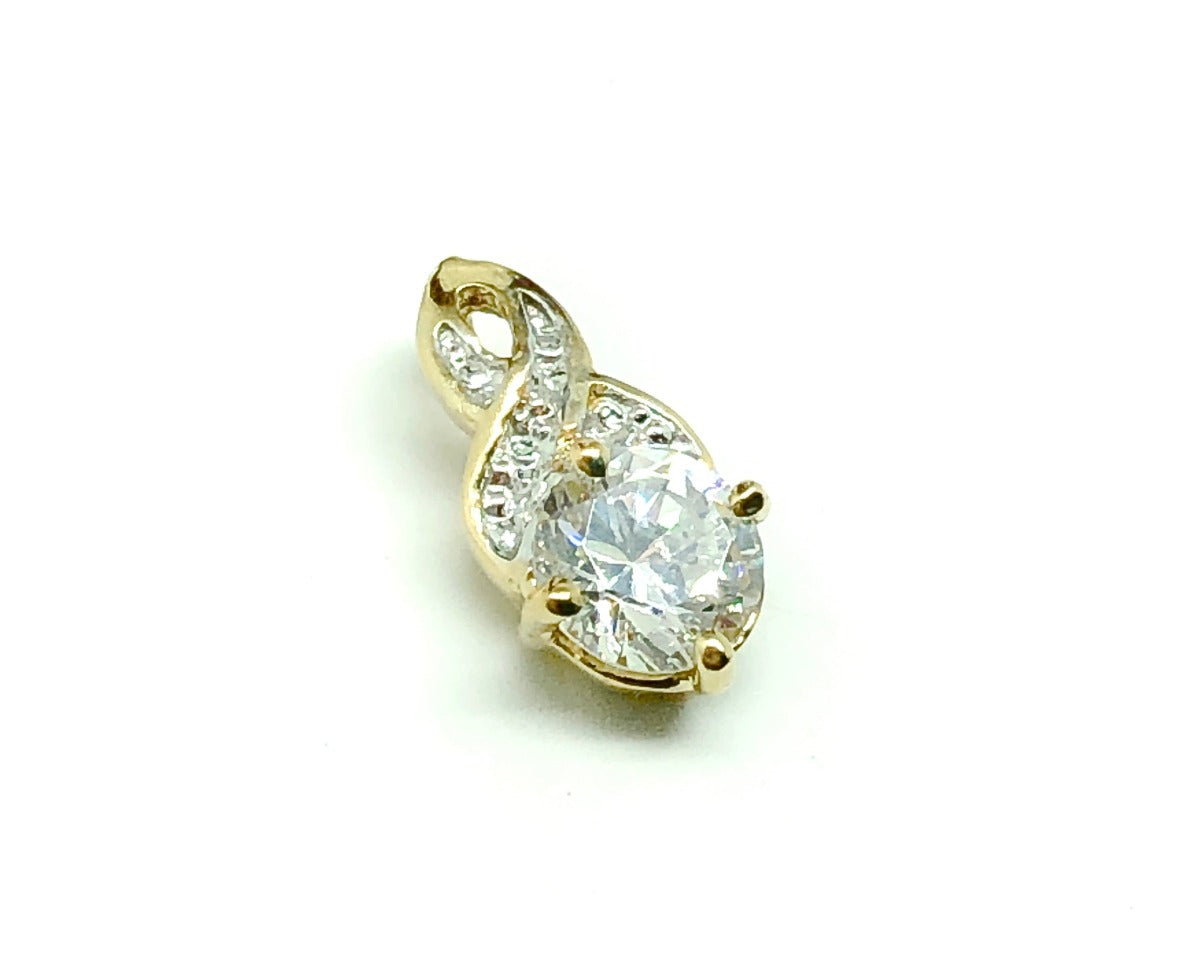 10k Gold Infinity Style Sparkly Cz Gemstone Pendant
