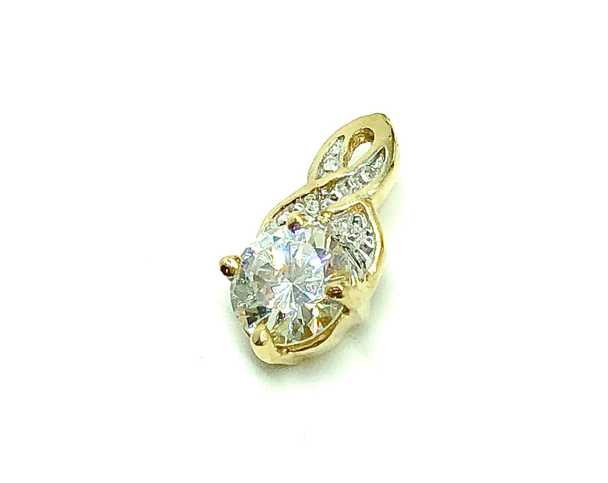 10k Gold Infinity Style Sparkly Cz Gemstone Pendant