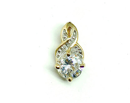 10k Gold Infinity Style Sparkly Cz Gemstone Pendant