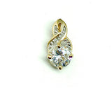 Pendant - Womens Infinity Design 10k Yellow Gold Sparkly Cz Solitaire Pendant