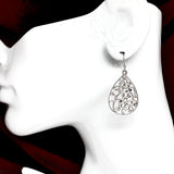 Jewelry - Flirty Filigree - used Sterling Silver Scrolling Cutout Flower Design Teardrop Dangle Earrings