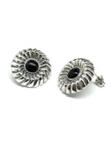 Earrings - used Bundt-Style Design Sterling Silver Contoured Circle Short Drop Earrings