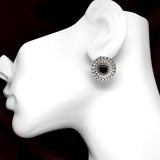 Earrings - used Bundt-Style Design Sterling Silver Contoured Circle Short Drop Earrings