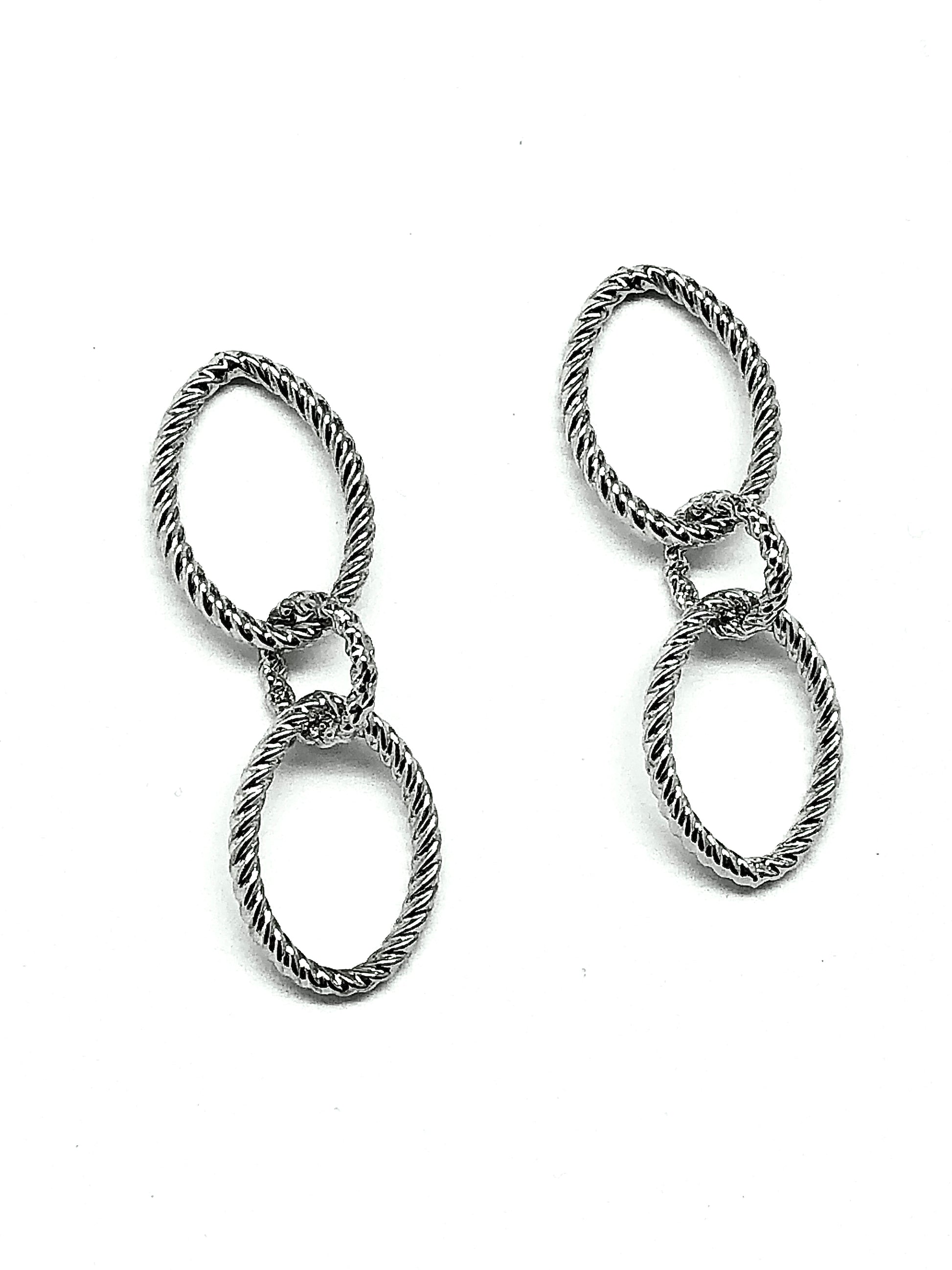 Dangle Earrings Sterling Silver Flirty Style 3 Ring Design