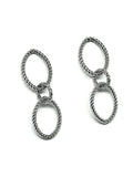 Earrings - Flirty Rope Design Sterling Silver 3 Ring Hoop Dangle Earrings