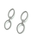 Earrings - Flirty Rope Design Sterling Silver 3 Ring Hoop Dangle Earrings - USA