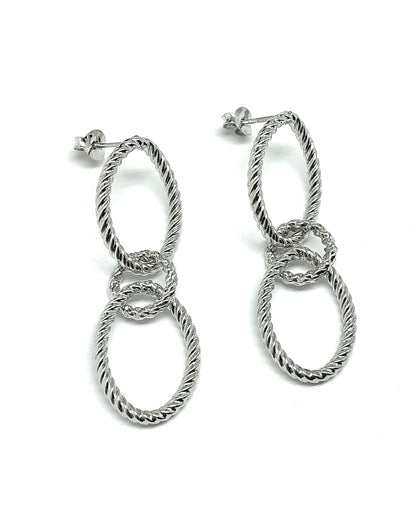 Dangle Earrings Sterling Silver Flirty Style 3 Ring Design