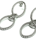 Earrings - Womens Flirty Rope Design Sterling Silver 3 Ring Hoop Dangle Earrings - Blingschlingers.com - USA