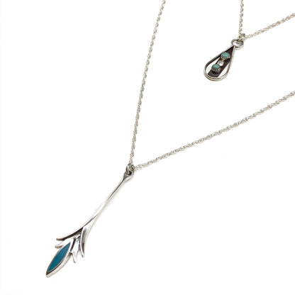 28 inch Sterling Silver Turquoise Charm Necklace
