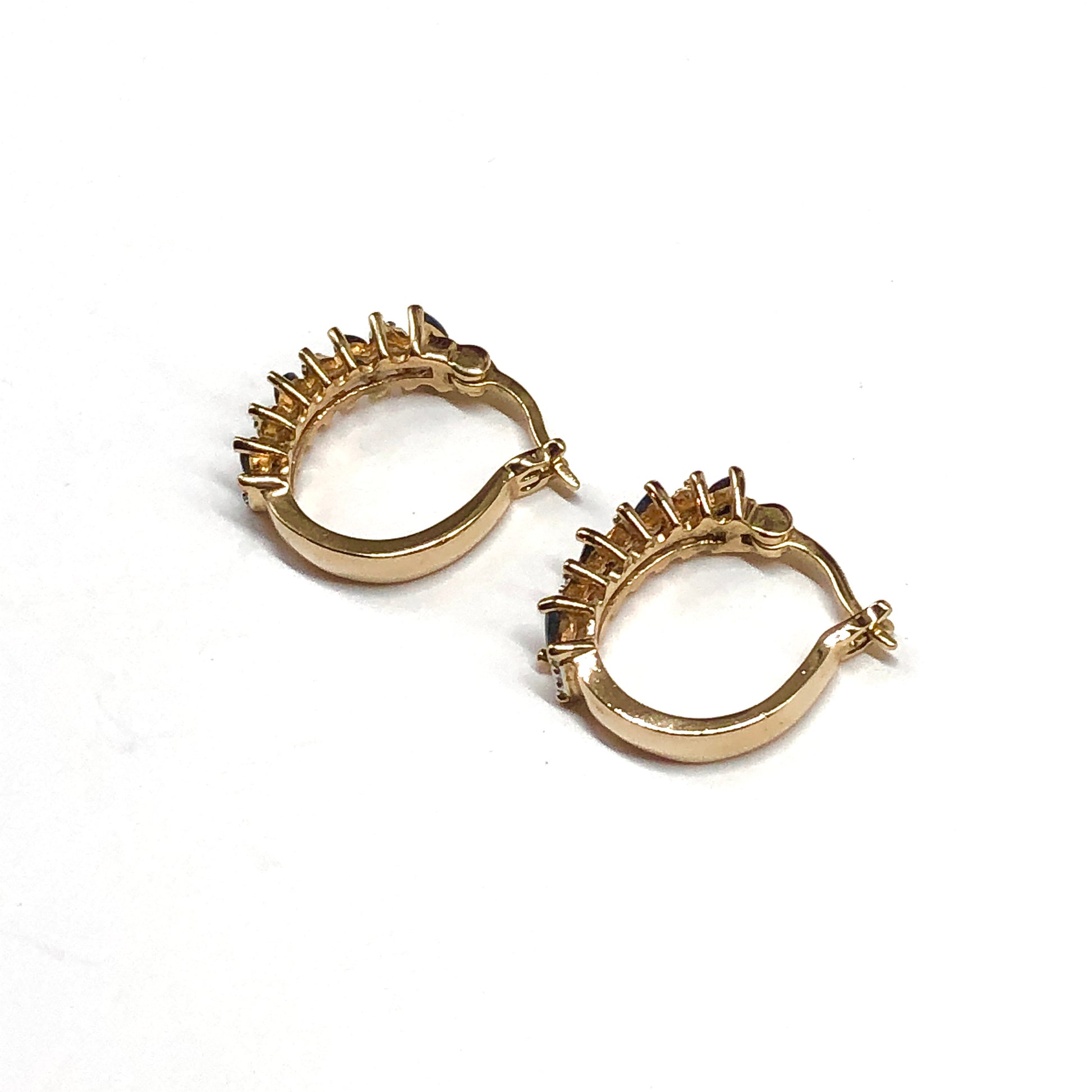 Sapphire Diamond Gold Plated Sterling Silver Hoop Earrings