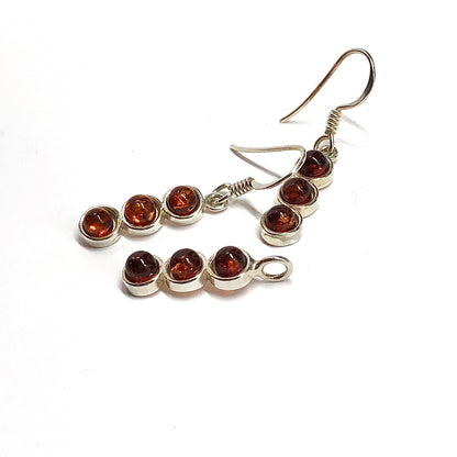 925 Sterling Silver Amber Earrings - Minimalist Amber Dot Pendant & Earrings