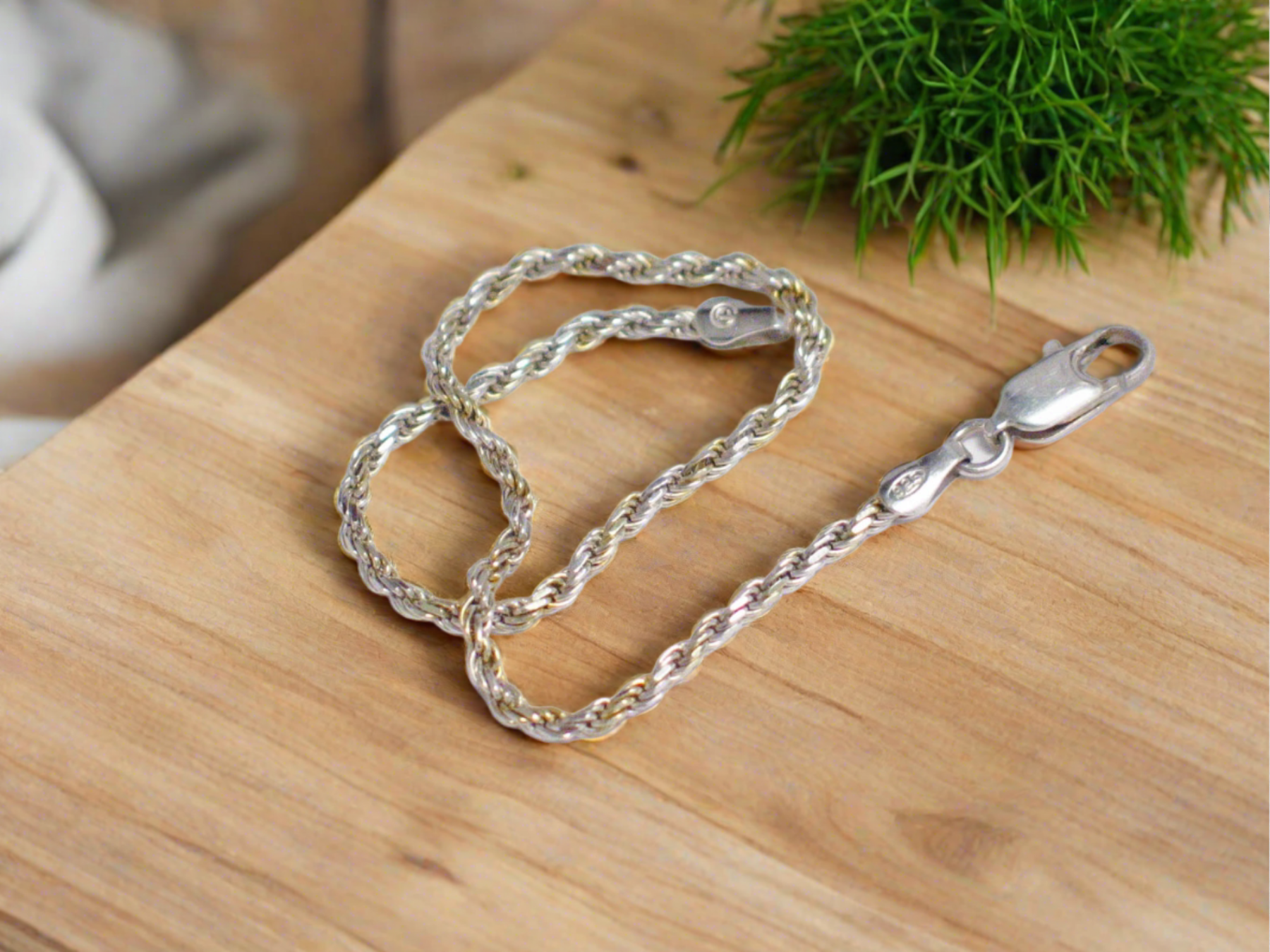 Sterling Silver Rope Chain Bracelet  - Discount Pre-owned Jewelry online at Blingschlingers