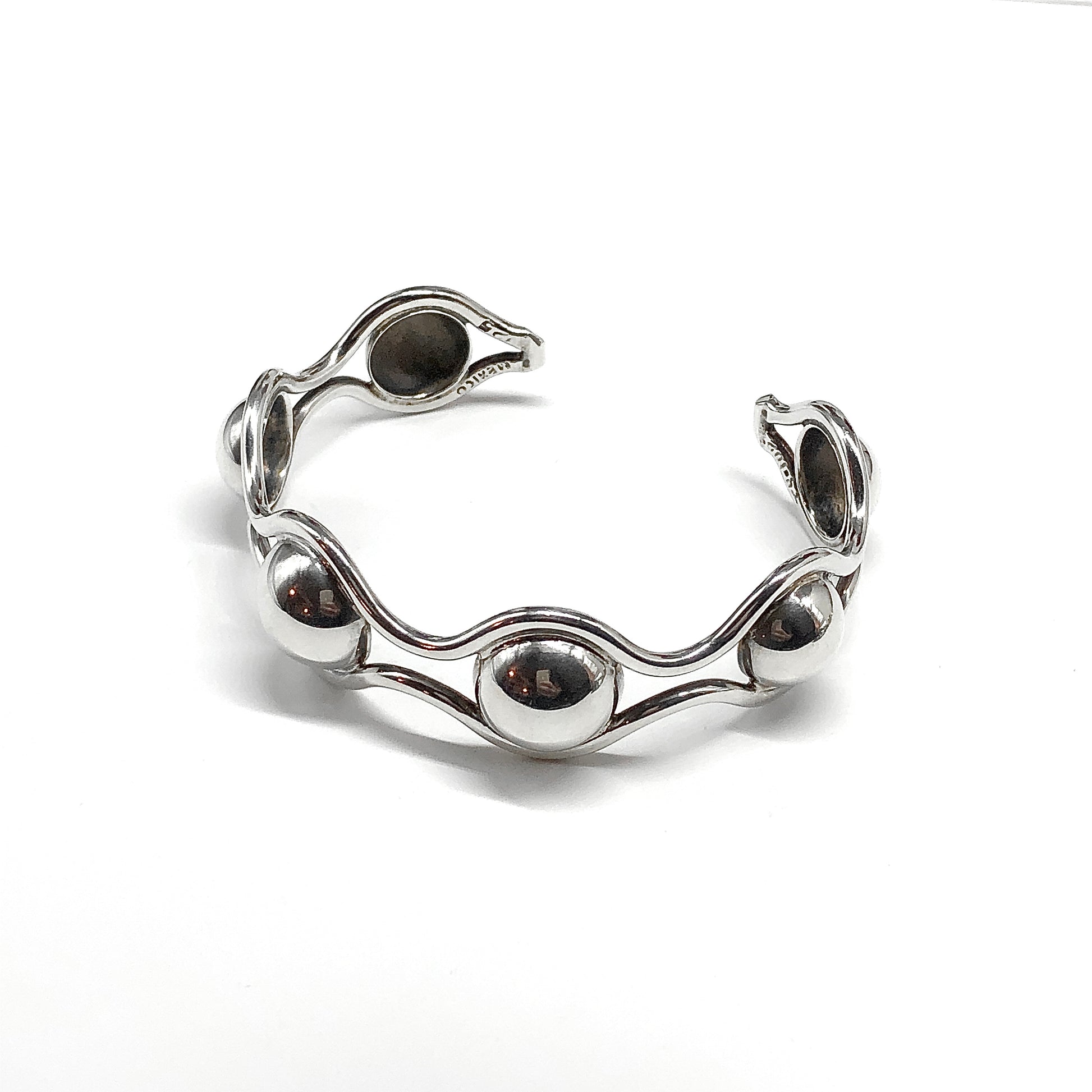 Sterling Silver Bracelet Ball Stud Design Cuff Bracelet