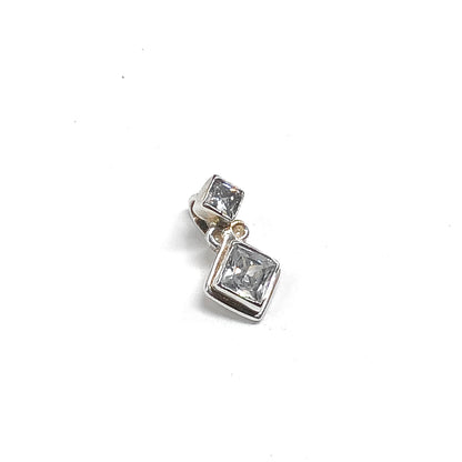 Sterling Silver Pendants, Princess Cut CZ Stone Pendant