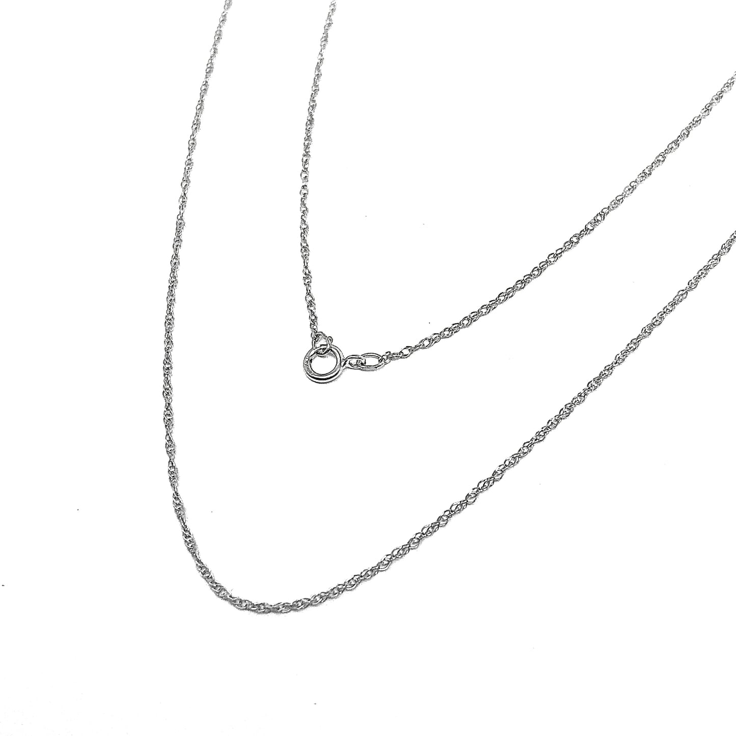Sterling Silver Necklace, Womens 24 inch slim spiral style 925 Silver Rope Chain Necklace