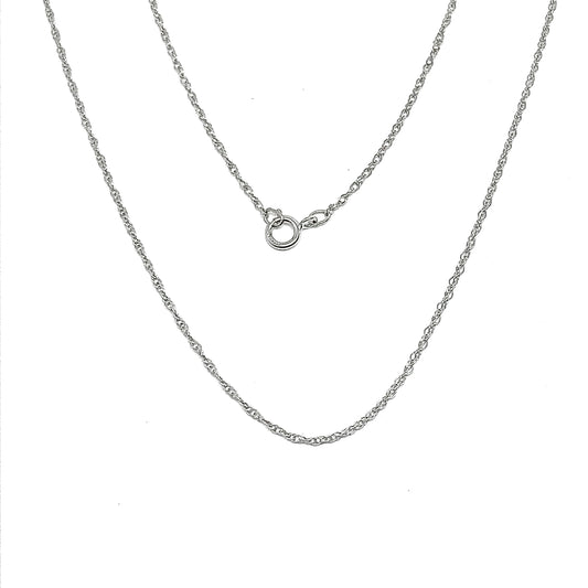 Sterling Silver Necklace, 24 inch slim spiral style 925 Silver Rope Chain Necklace
