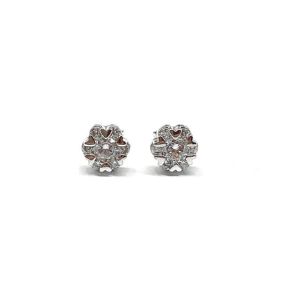 Sterling Silver Earrings, Fancy Zirconia 925 Silver Round Stud Earrings