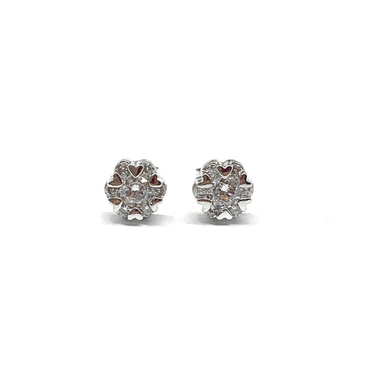 Sterling Silver Earrings, Fancy Zirconia 925 Silver Round Stud Earrings