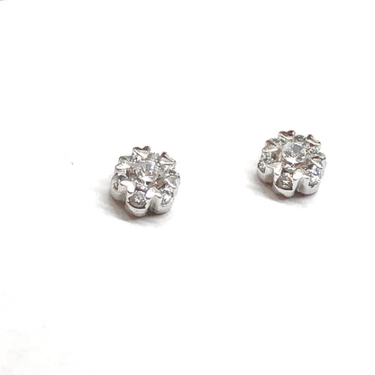 Sterling Silver Earrings, Fancy Cubic Zirconia 925 Silver Round Stud Earrings