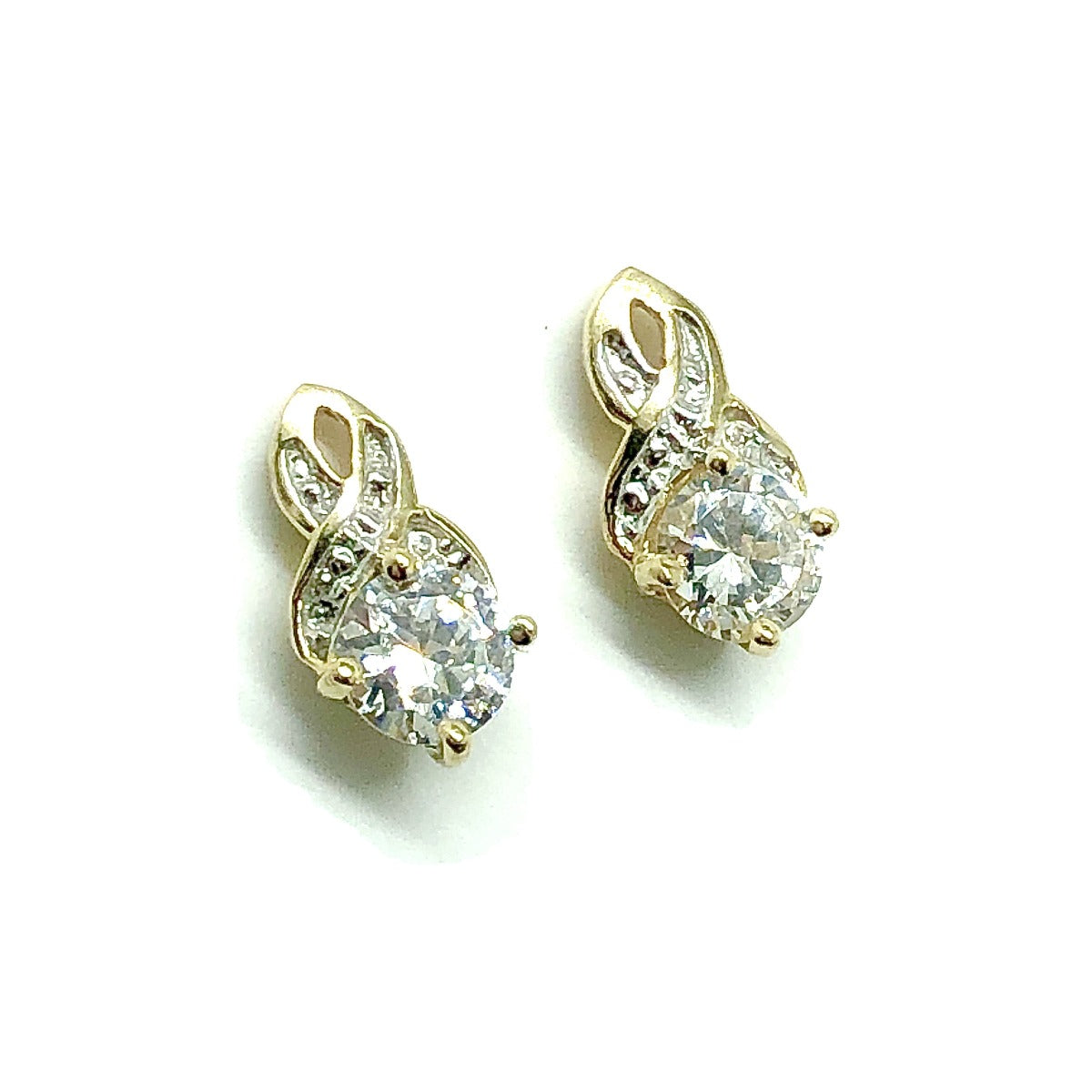 10k Yellow Gold Shimmery Cz Infinity Style Earrings