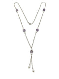 Jewelry Necklace - Purple Amethyst Sterling Silver Layering Y Chain Station Necklace