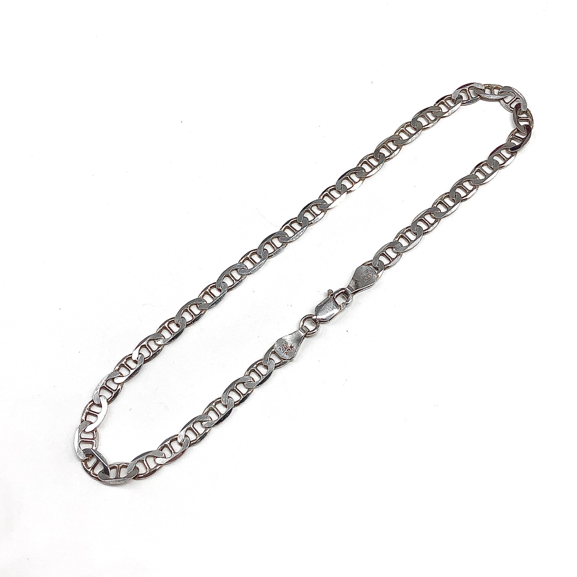 925 Sterling Silver Bracelet 10in Mariner Link Anklet Ankle Bracelet