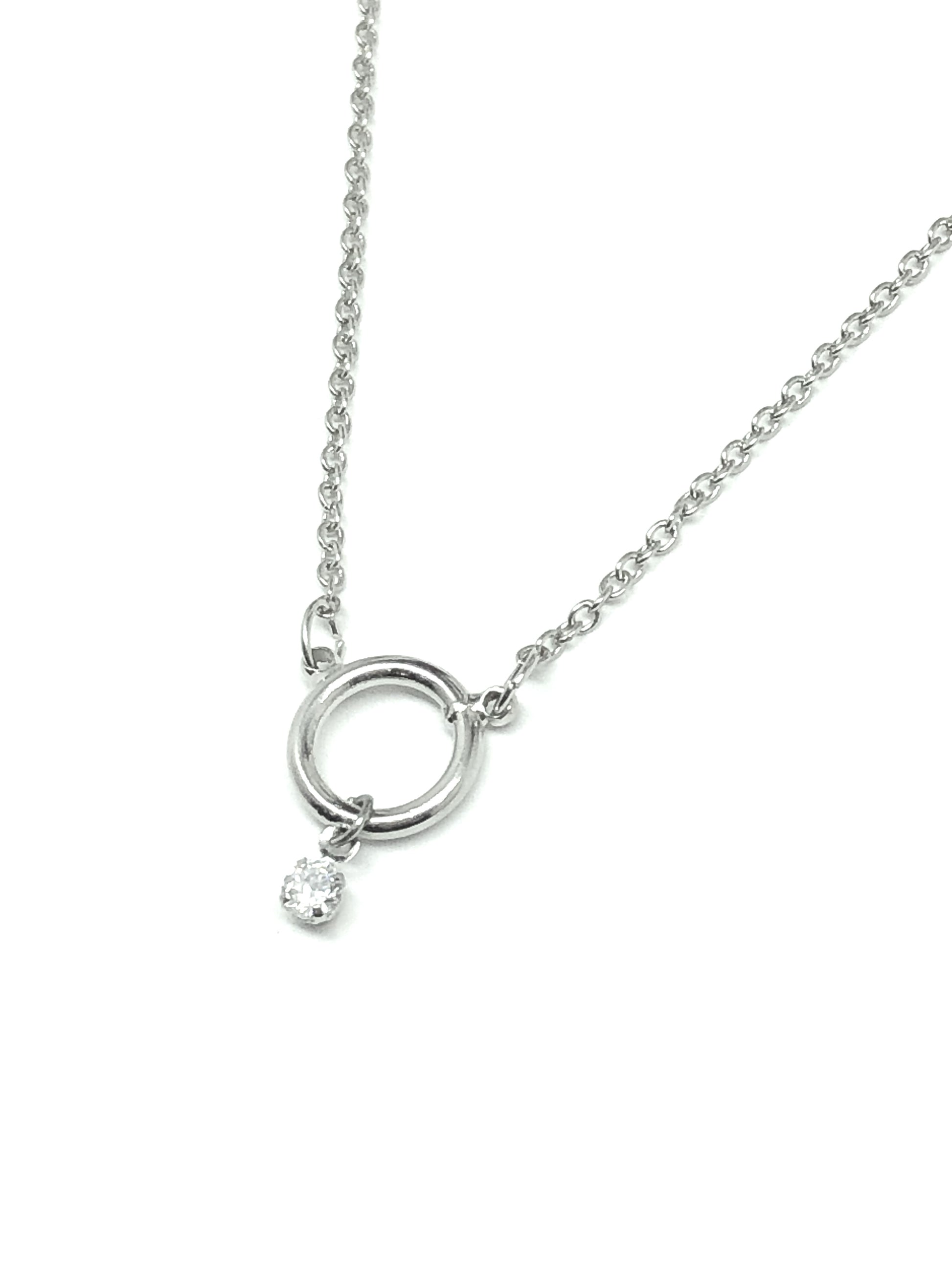 Minimalist Style Station Circle Design Silver Pendant Necklace
