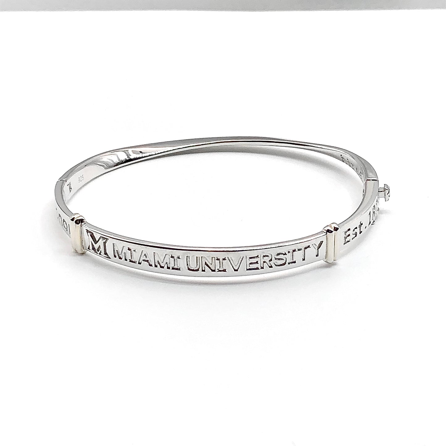 Hinged Bangle Bracelet, Miami University Redhawks Oval Style Sterling Silver Bangle Bracelet - Estate Jewelry