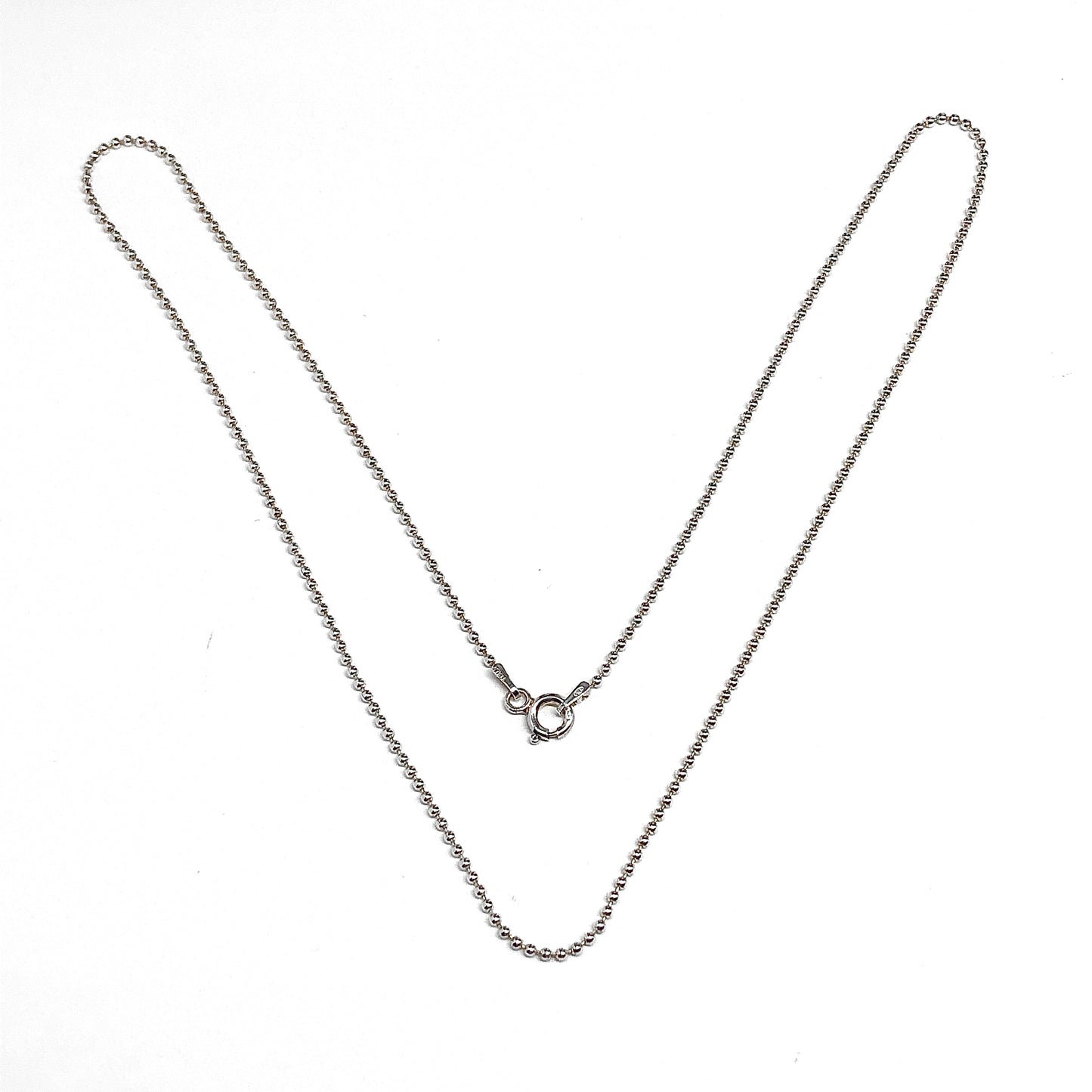 20in Sterling Silver Ball Chain, 1.4mm High Polish Bead Ball Necklace