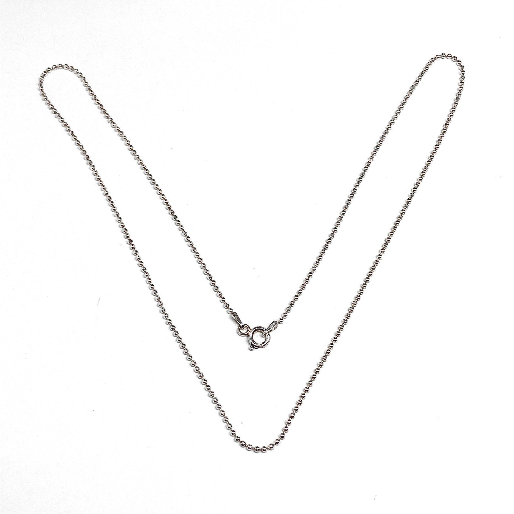 20in Sterling Silver Ball Chain, 1.4mm High Polish Bead Ball Necklace