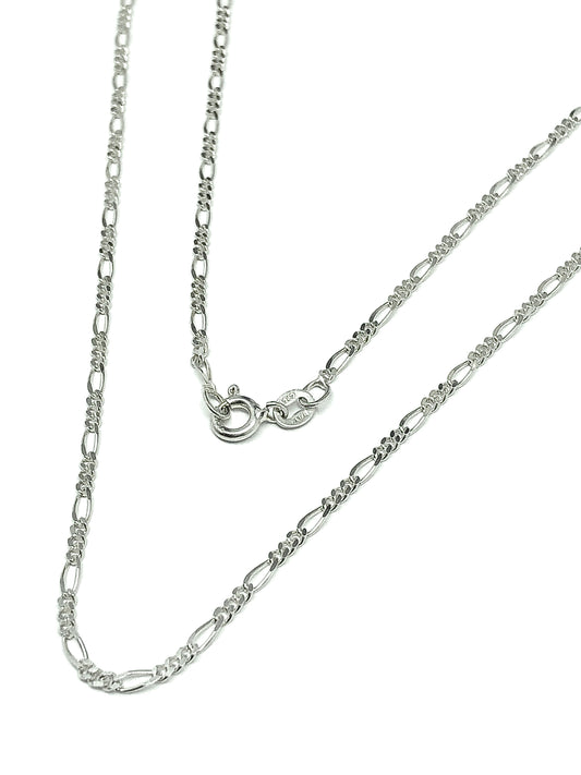 Blingschlingers - Sterling Silver Feminine Style Mini Figaro Link Chain Necklace