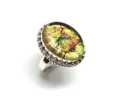 Boho to Modernist Style Sterling Silver Colorful Unique Art Stone Ring