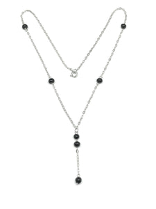 Jewelry - Stylish Choker Chain 15.25" Sterling Silver Black Bead Station Y Chain Necklace