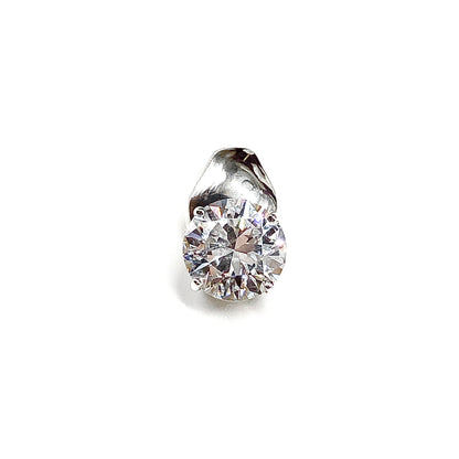 Bling Cz Stone Pendant, 11.7mm Round Brilliant cut, Glittering Cubic Zirconia Solitaire Style Sterling Silver Pendant