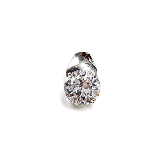 Bling Cz Stone Pendant, 11.7mm Round Brilliant cut, Glittering Cubic Zirconia Solitaire Style Sterling Silver Pendant