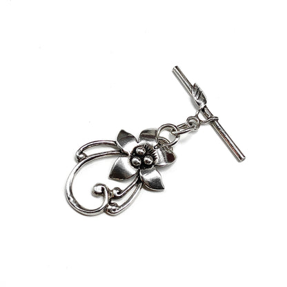 Sterling Silver Toggle Clasp Jewelry Finding, Flower Design Toggle Clasp