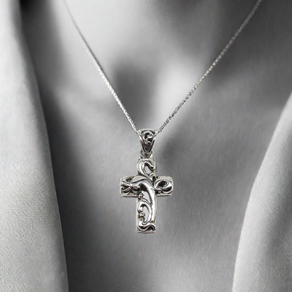 Jewelry Pre-owned, Men's Women's Scrolling Cross Style Sterling Silver Pendant