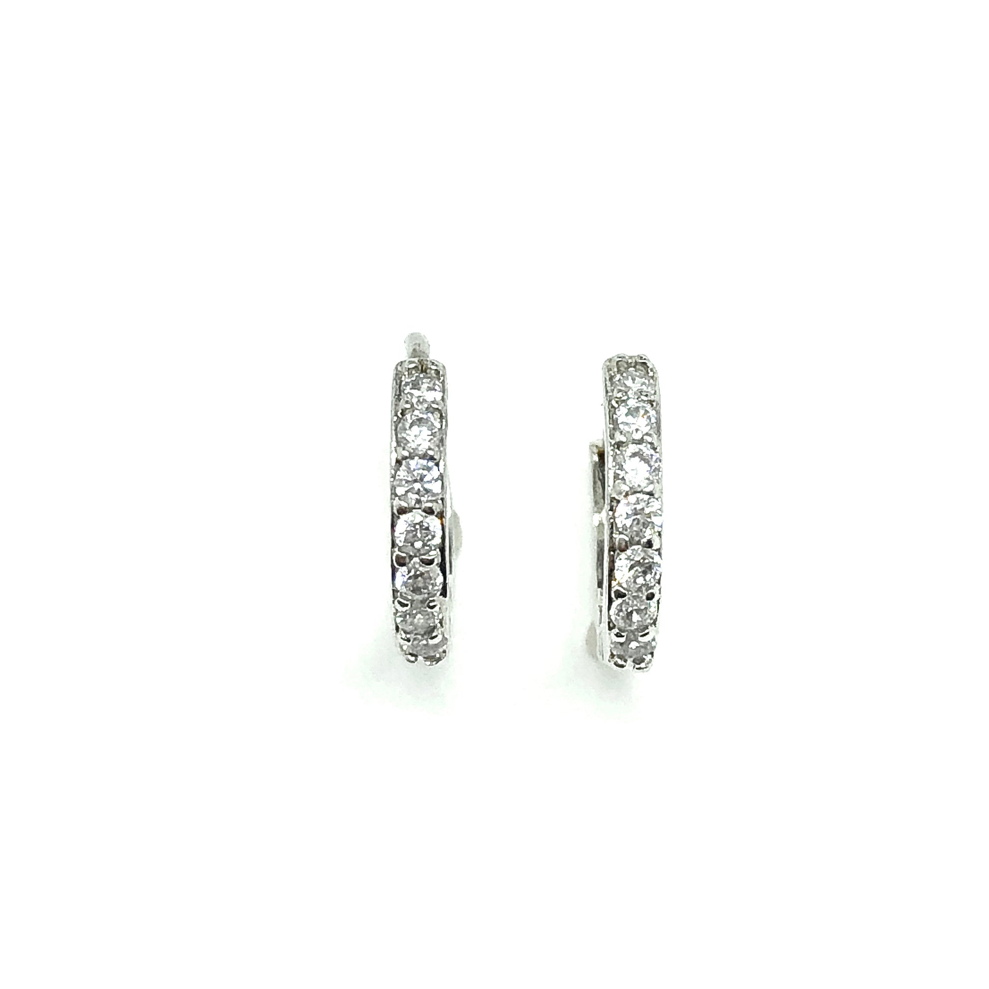 Blingschlingers - Silver Shimmery Crystal Small Hoop Earrings