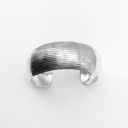 Silver Cuff Bracelet, Women's 6.75 inch 1in Wide Sterling Silver Bangle Bracelet - Blingschlingers Estate Jewelry
