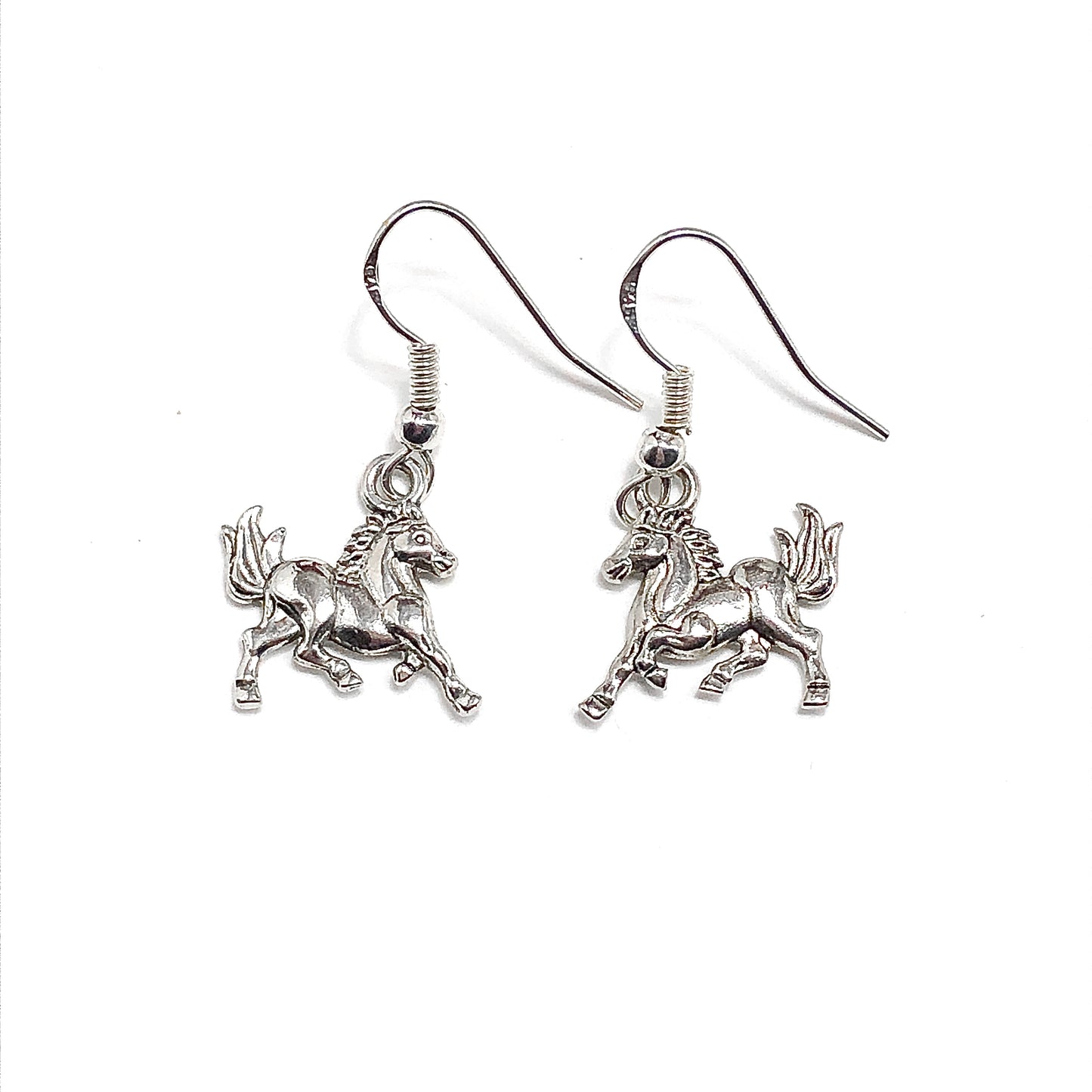  Cute 3D Horse Charm Sterling Silver Dangle Earrings
