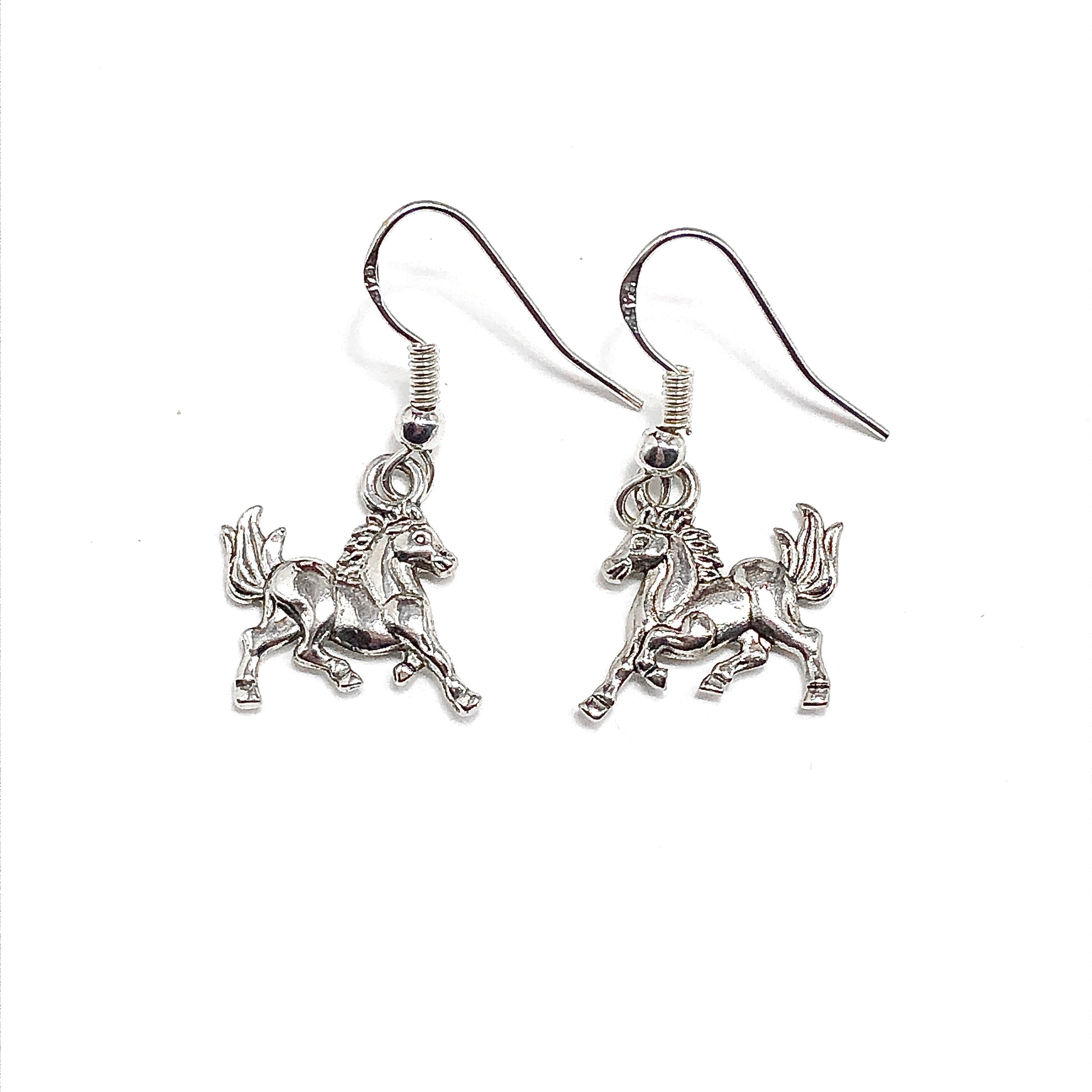  Cute 3D Horse Charm Sterling Silver Dangle Earrings