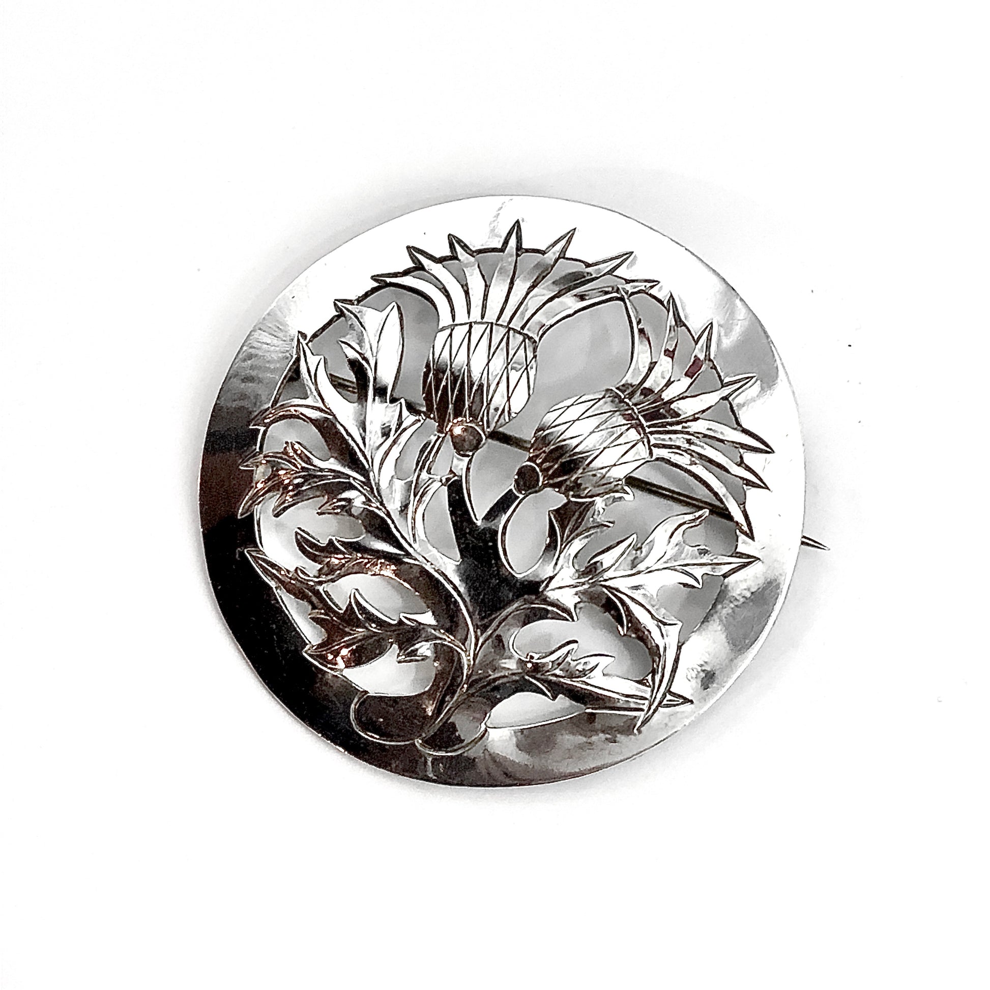 Discount Estate Jewelry - Vintage Sterling Silver Brooch Scottish Thistle Design