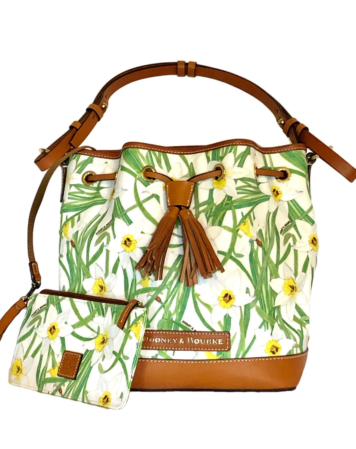 Dooney & Bourke Daffodil Botanical Pebble Leather Drawstring Shoulder Bag