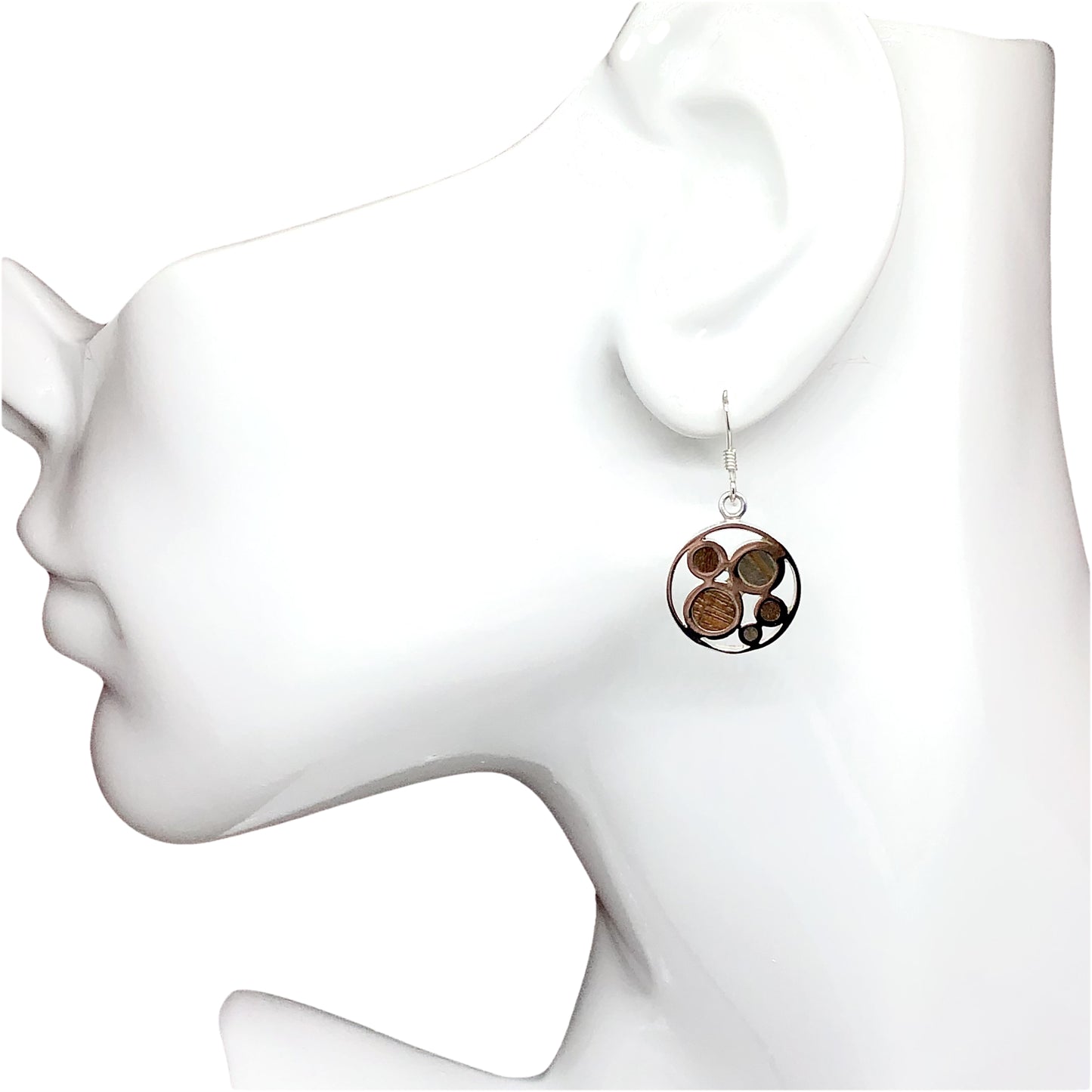 Dangle Earrings - Womens Stylish Floating Circle Drop Earrings - Sterling Silver Boho Style Earrings