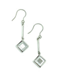 Jewelry womens Slender Sterling Silver Diamond Design Pearl Dangle Earrings